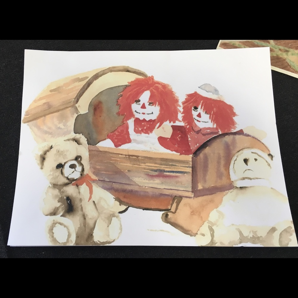 Raggedy Ann, Andy print from original watercolor.